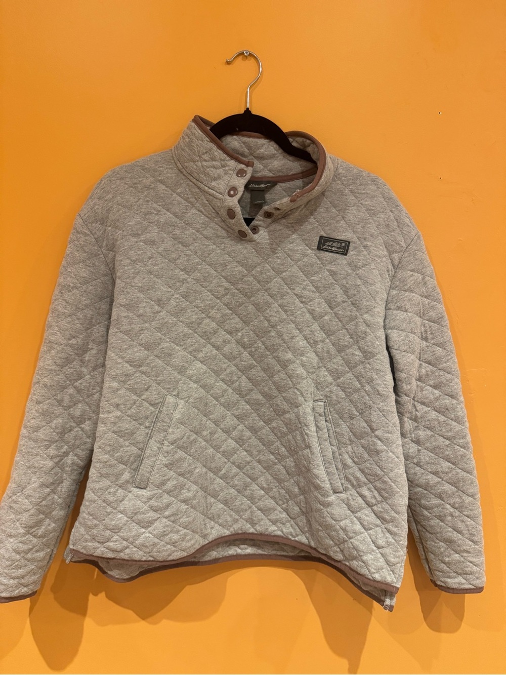Eddie Bauer Quilted Grey Pullover Sweater